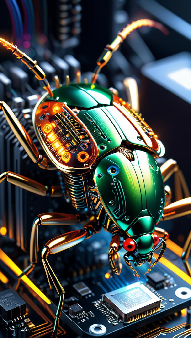 00725-1498423360-A bug made of electronic components, inside a computer case, eating computer components, with sparks and led lights., ultra hd,.png